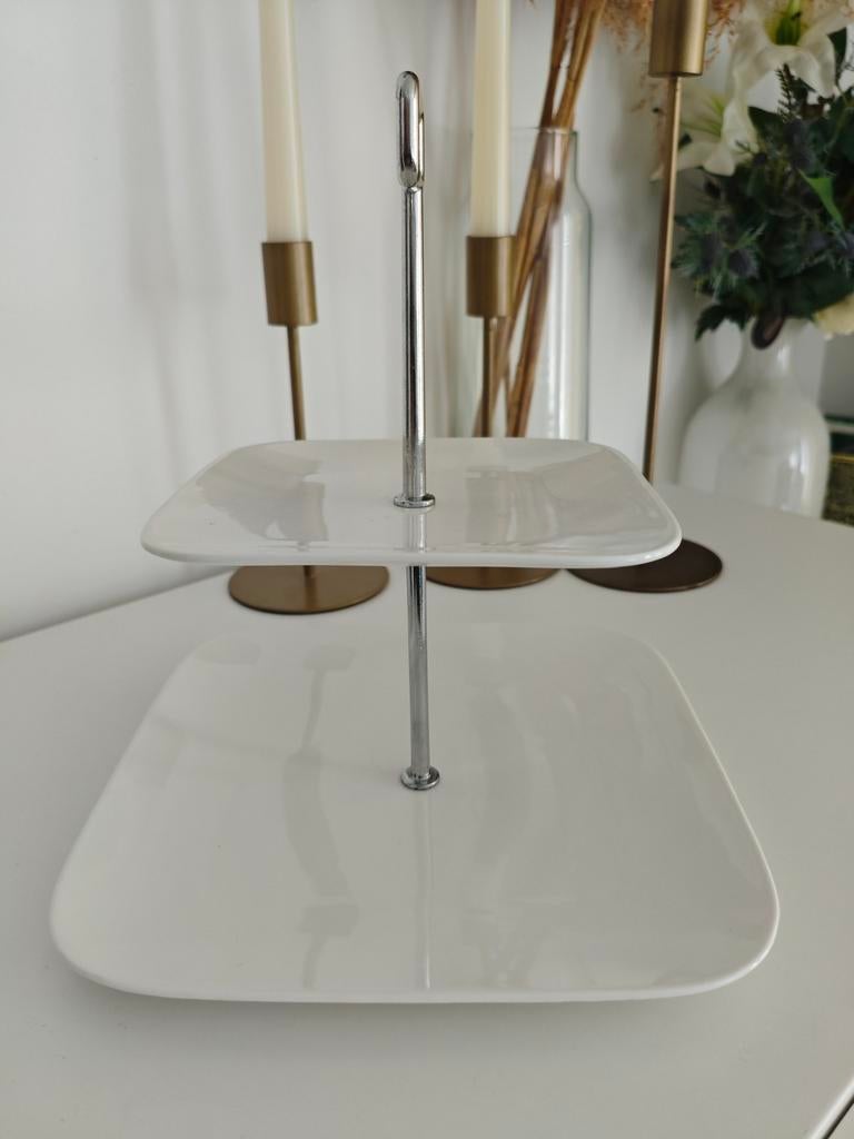 stijlvolle roomwitte kleur etagère 2 lagen, Ophalen