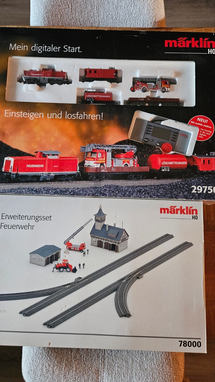 Marklin 29750 + 78000 groot brandweerset, Ophalen, Wisselstroom, Treinset, Zo goed als nieuw