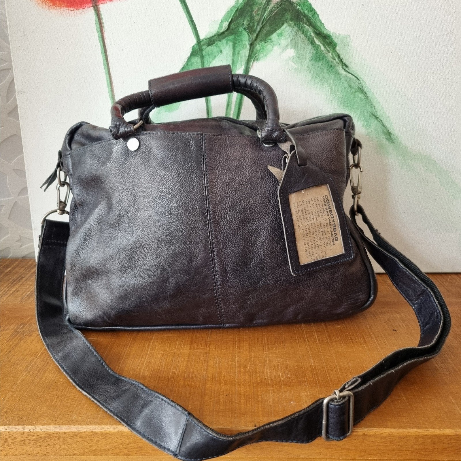 *TOP* COWBOYSBAG washington leren tas zwart blauw schooltas, 30 tot 40 cm, Minder dan 30 cm, Blauw, Ophalen of Verzenden