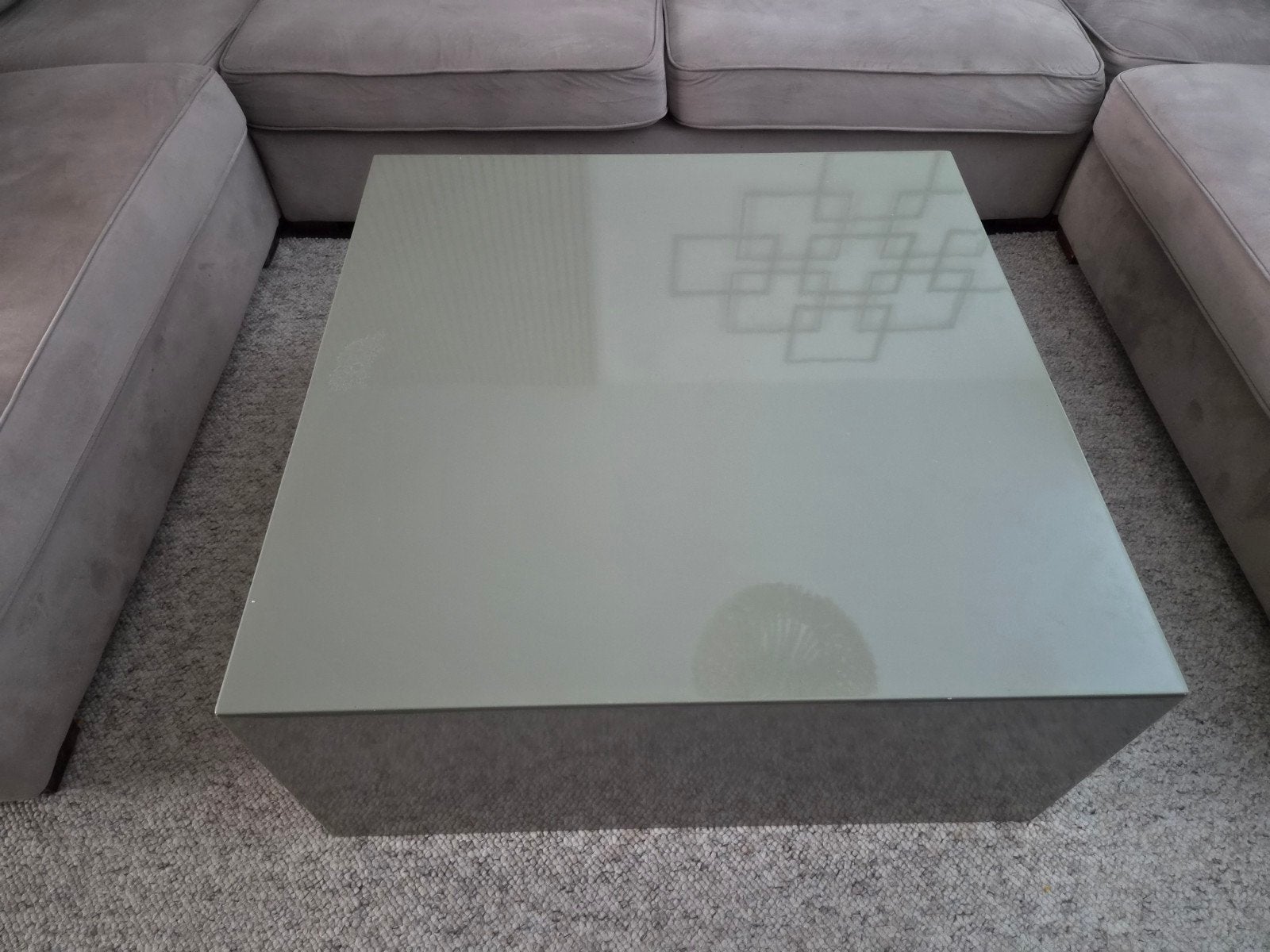 Salontafel vierkant hoogglans taupe, Ophalen, Overige materialen, Gebruikt, 50 tot 100 cm