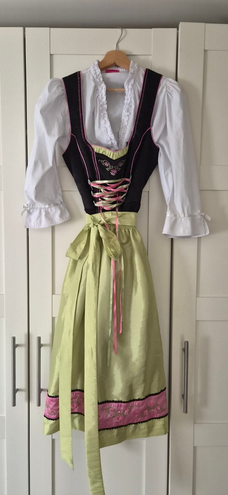 Spieth & Wensky Dirndl - Zwart/Groen/Roze - Maat 44, Zwart, Maat 46/48 (XL) of groter, Ophalen of Verzenden, Zo goed als nieuw