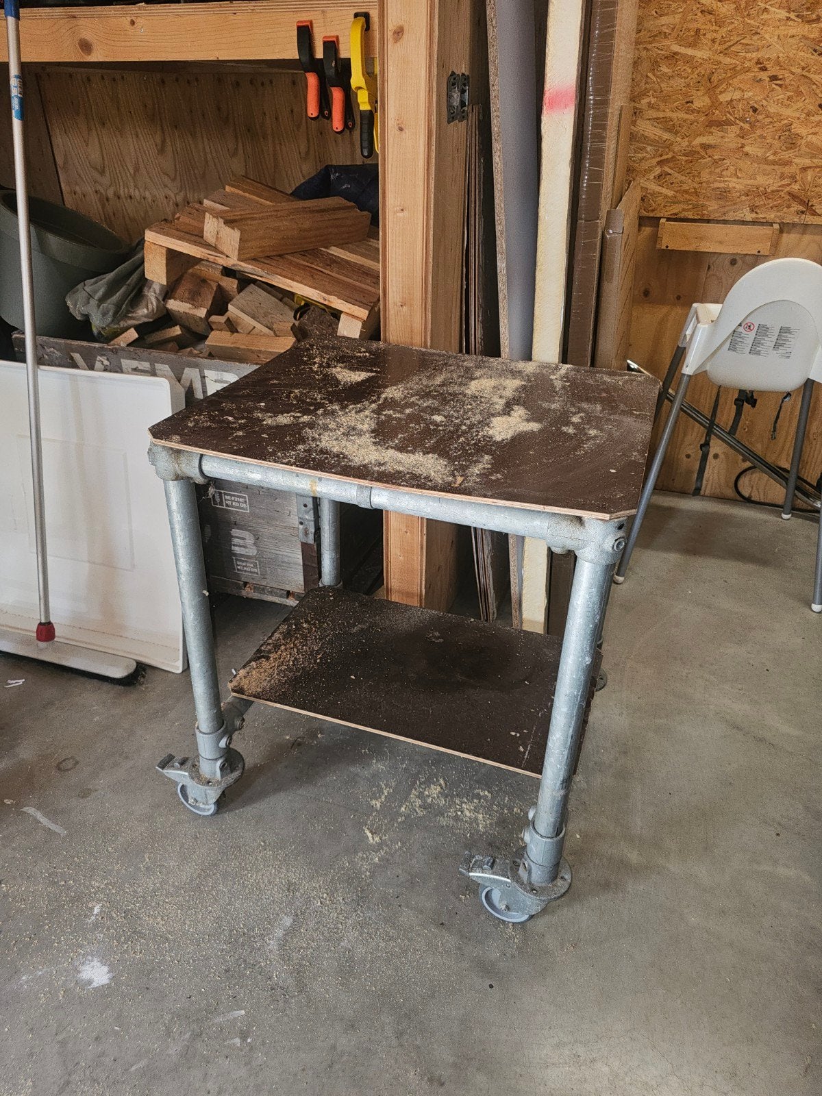 Stevige roltafel van steigerbuis, Ophalen, Gebruikt