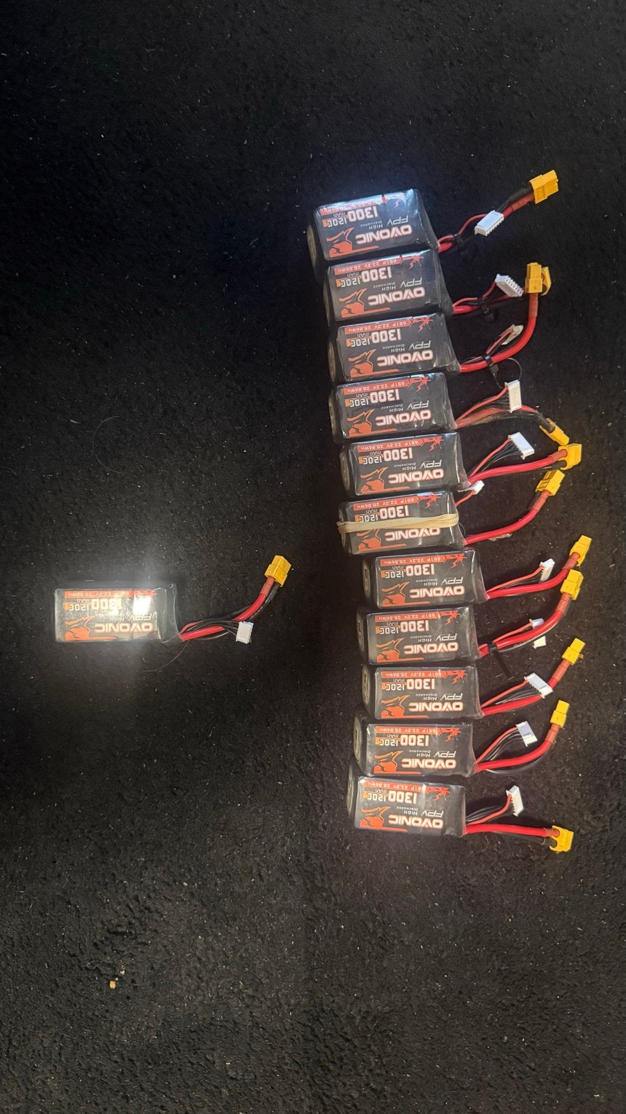 OVONIC 6S FPV 1300mAh LiPo Batterijen - Set van 12, Ophalen of Verzenden, Gebruikt, Oplaadbaar