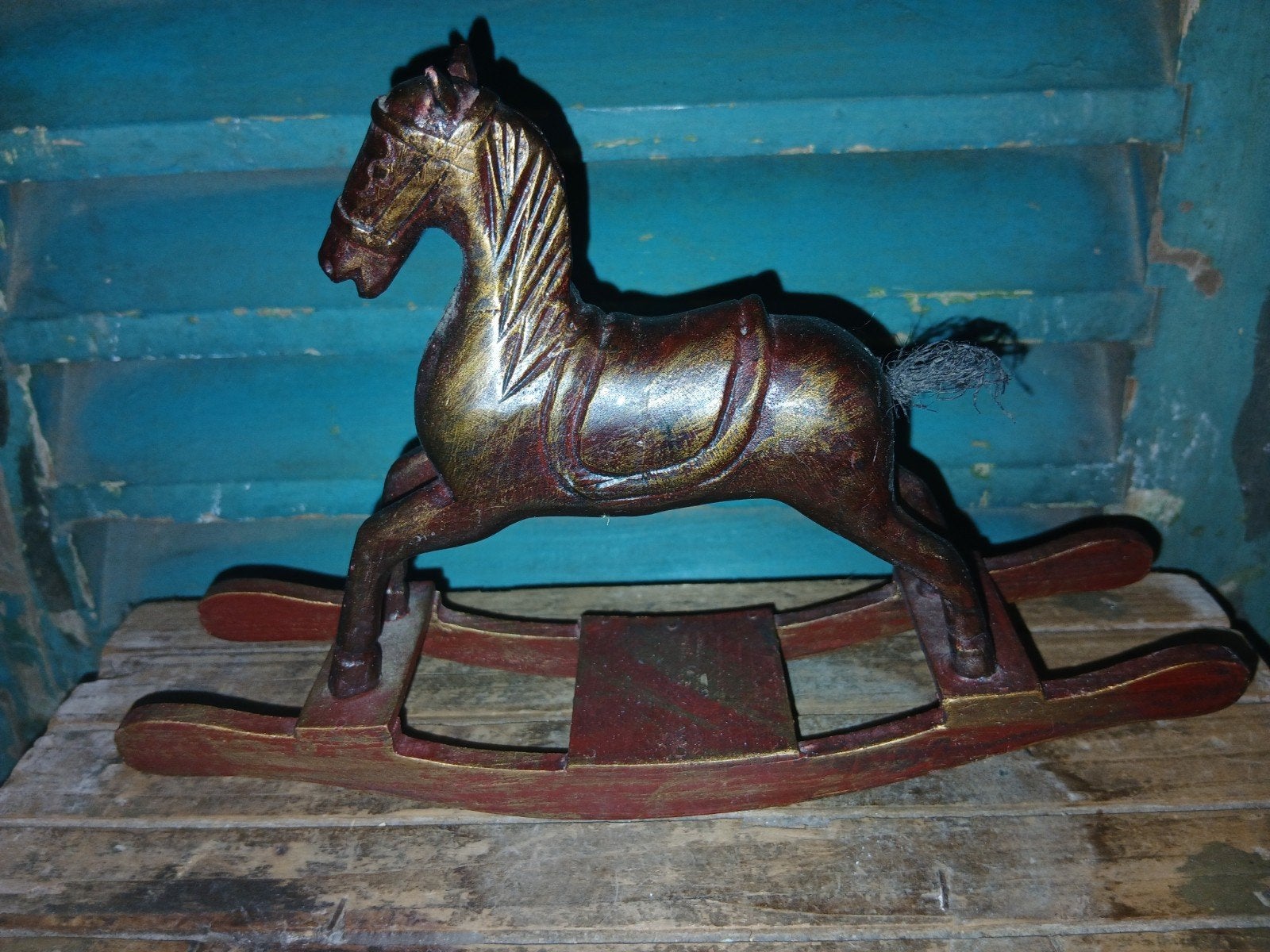 Decoratief vintage houten hobbelpaardje, Antiek en Kunst, Curiosa en Brocante, Ophalen of Verzenden