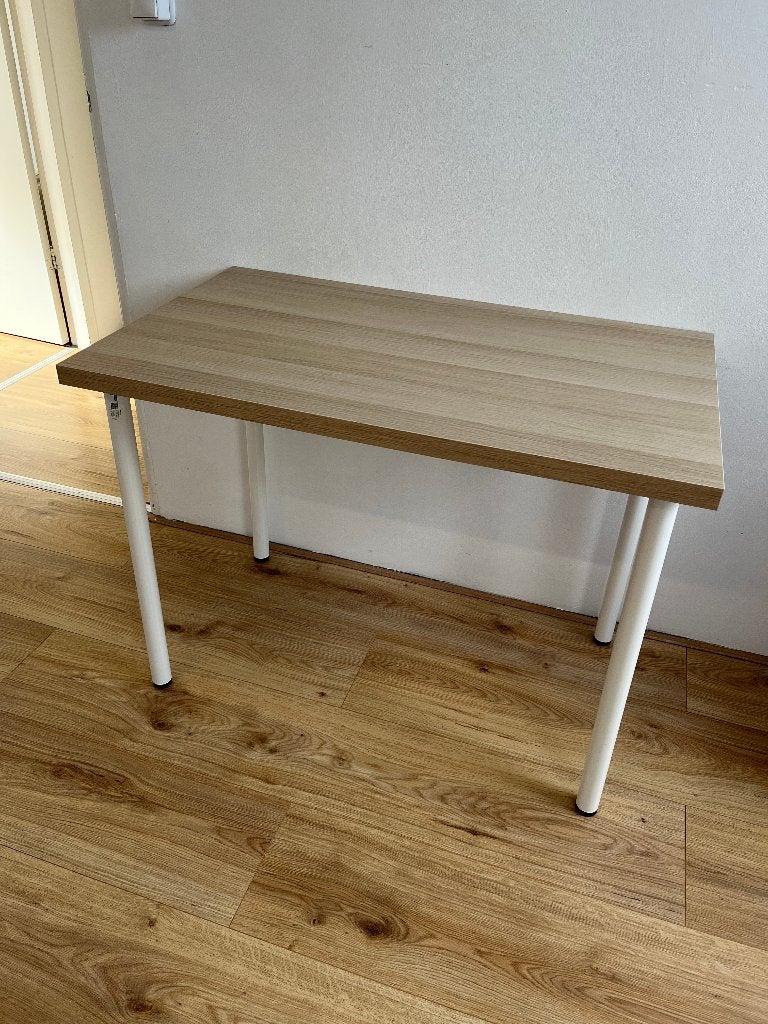 IKEA LINNMON / ADILS Bureau eikenpatroon/wit 100x60 cm, Ophalen, Gebruikt, IKEA, 100 cm