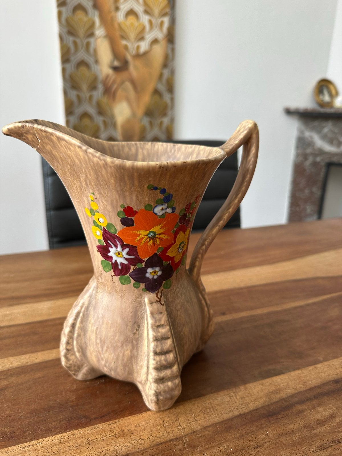 Vintage Ditmar Urbach vaas met bloemmotieven, Ophalen of Verzenden