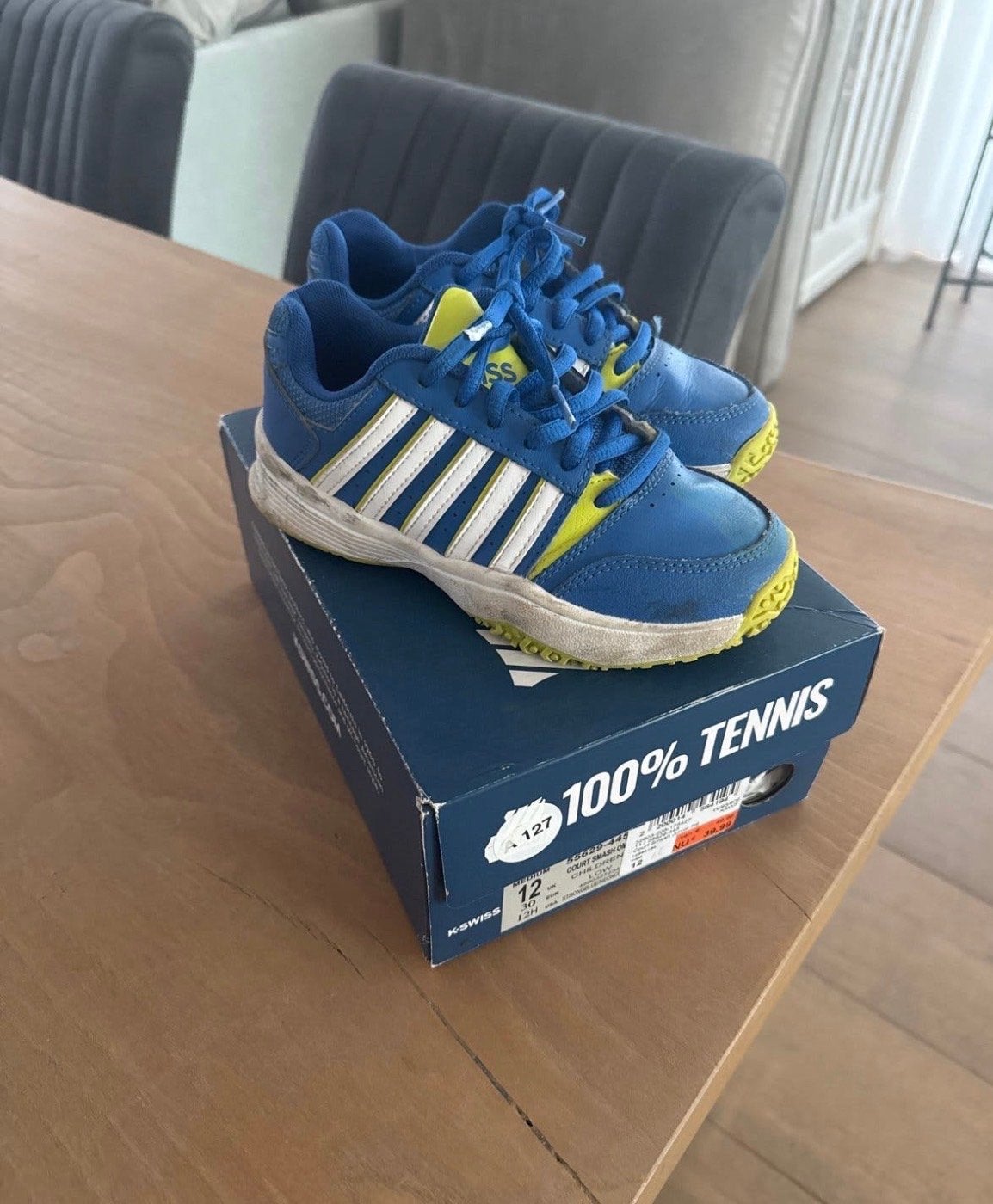 K-Swiss Kinderschoenen Maat 30 - Blauw/Geel, Ophalen of Verzenden, Gebruikt, Jongen of Meisje, Schoenen
