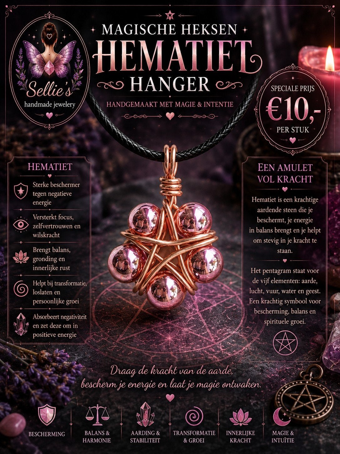 🦋 Sellie's handmade jewelery 🦋, Overige kleuren, Nieuw, Ophalen of Verzenden, Steen of Mineraal