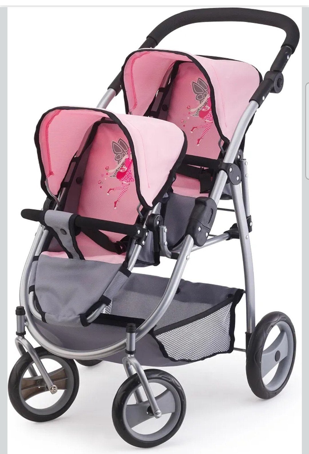 Bayer Design Twins poppenwagen (grijs/roze), Ophalen, Gebruikt, Babypop
