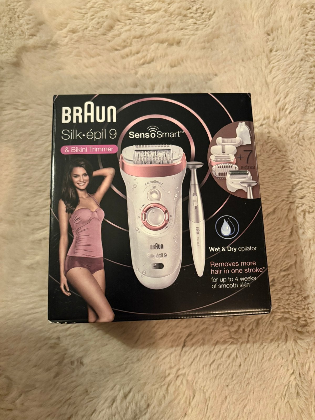 Braun Silk-épil 9 SensoSmart + Bikini Trimmer, Ophalen of Verzenden, Zo goed als nieuw, Overige typen