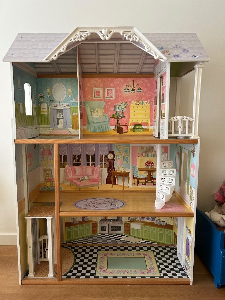 Houten poppenhuis / barbiehuis, Kinderen en Baby's, Speelgoed | Poppenhuizen, Ophalen, Gebruikt, Poppenhuis