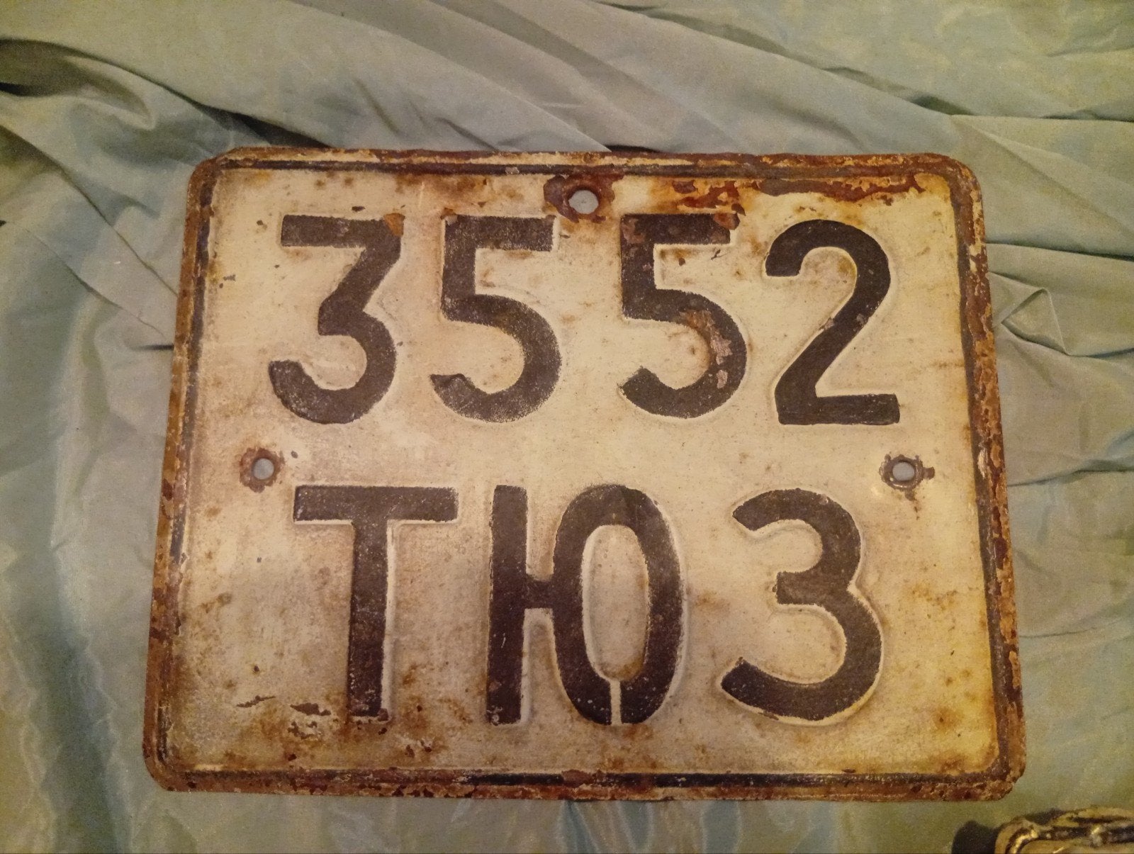 Oude Russische kentekenplaat - 3552 TТЮ3, Ophalen of Verzenden