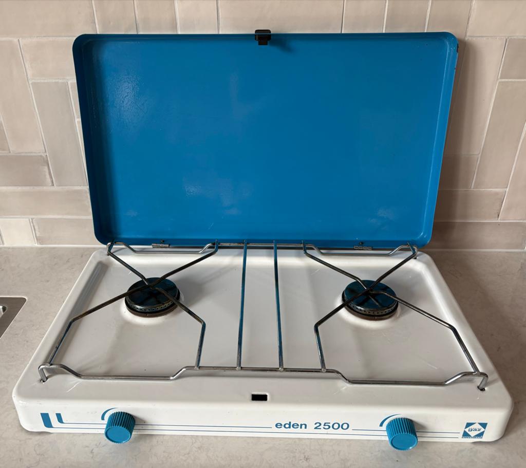 Campingaz Eden 2500 2-pits kooktoestel met gasslang, Caravans en Kamperen, Kampeeraccessoires, Ophalen of Verzenden, Zo goed als nieuw