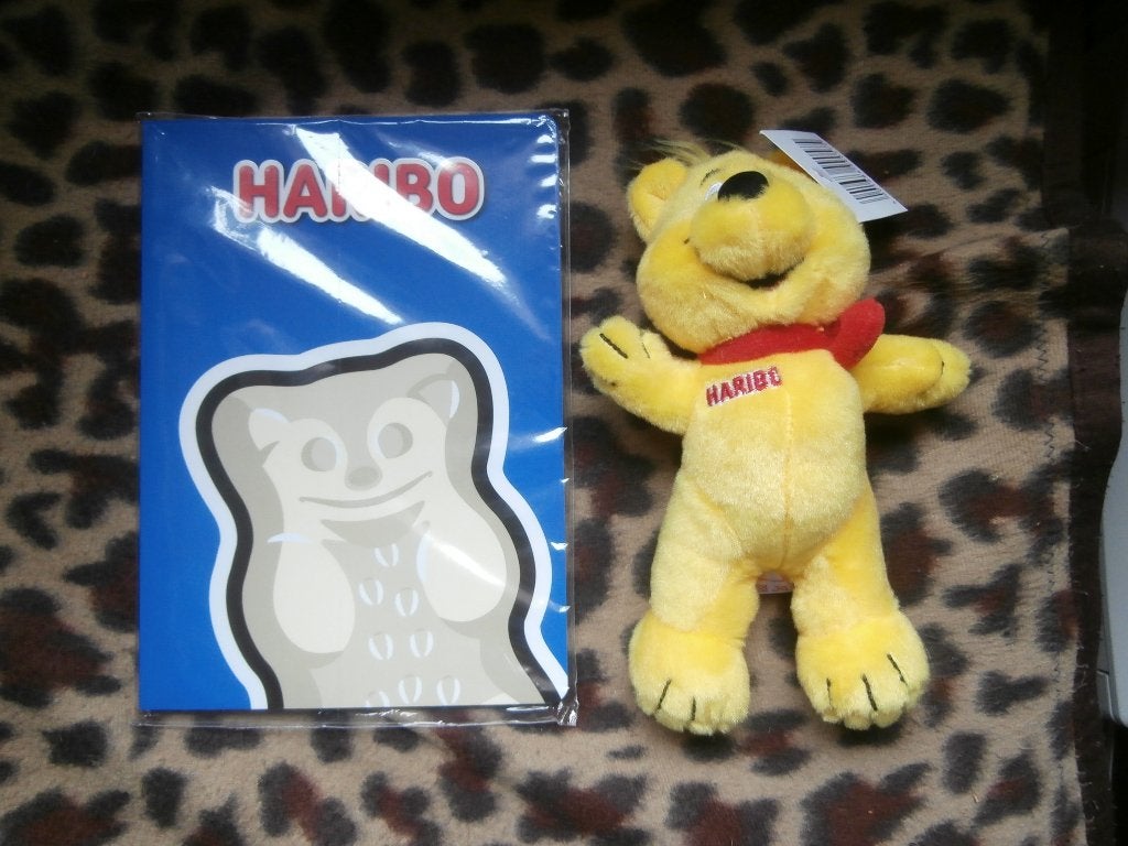 Haribo knuffelbeer geel gele beer schrijfblok blauw nieuw, Ophalen of Verzenden, Nieuw, Geel, Beer