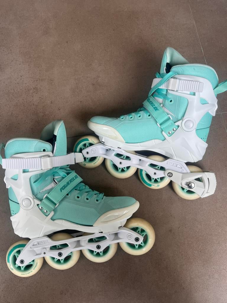 Powerslide Phuzion Radon 80 Teal skeelers – bijna nieuw, Sport en Fitness, Ophalen of Verzenden, Zo goed als nieuw, Inline skates 4 wielen