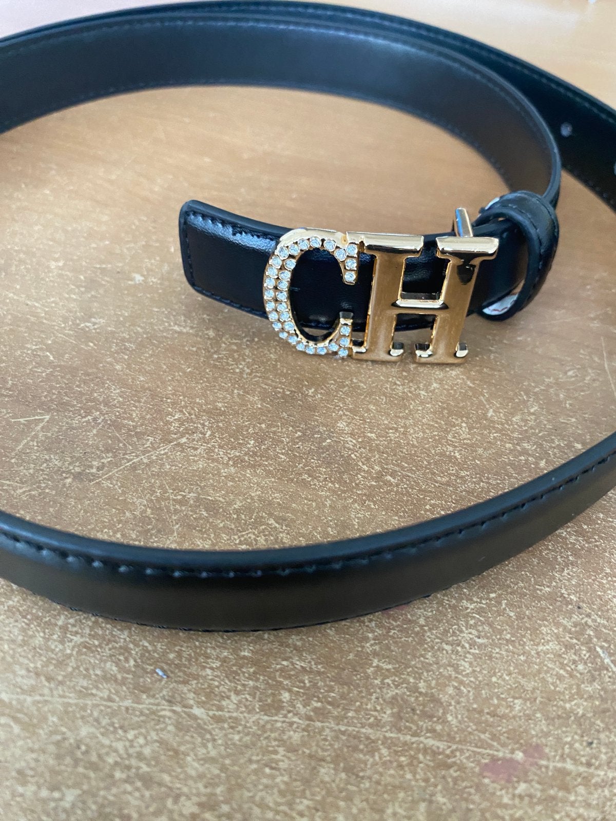 Zwarte riem met initialen CH, Kleding | Dames, Ophalen of Verzenden, Nieuw, Zwart, 100 cm of meer
