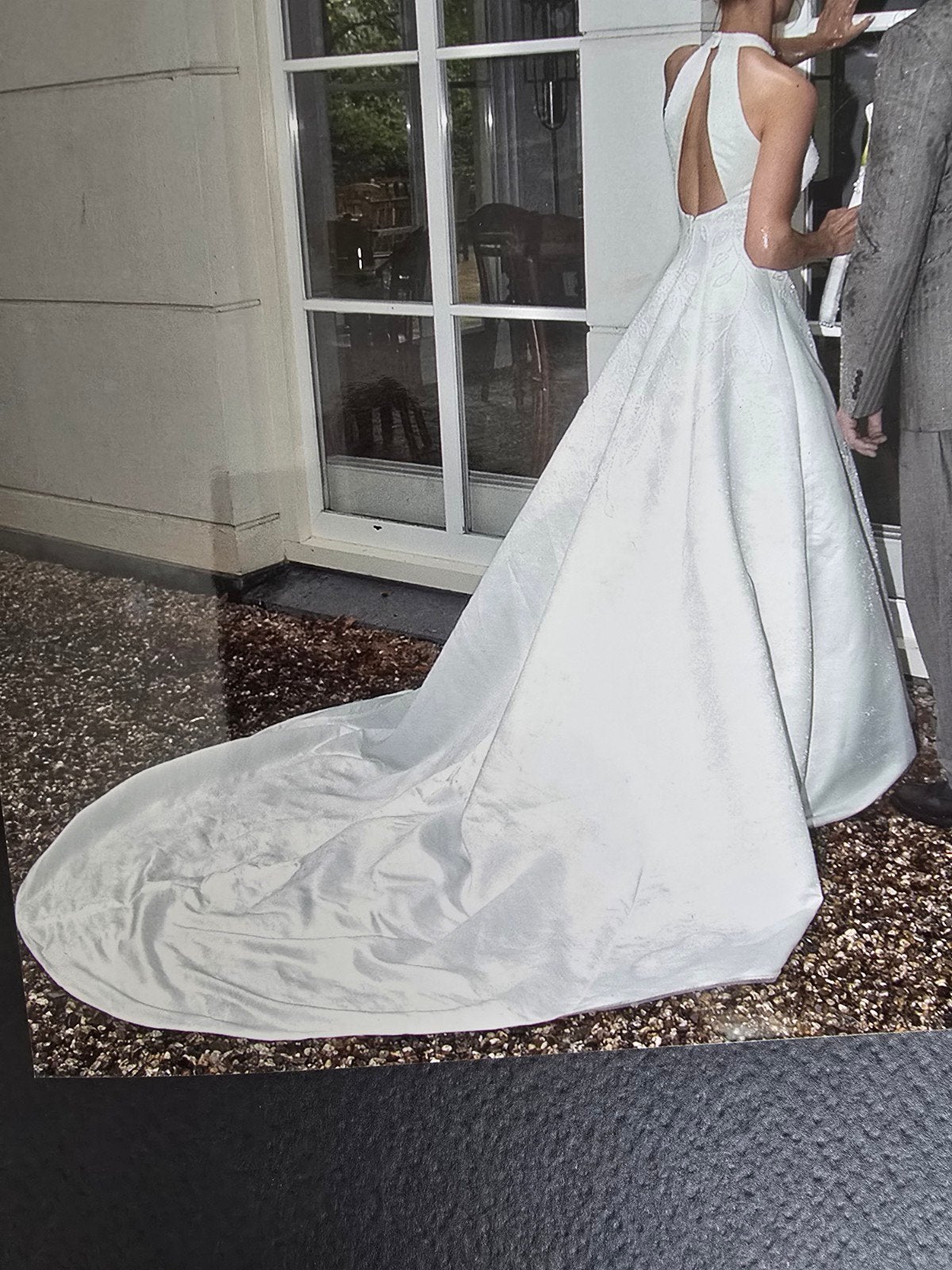 Elegante nette gesloten trouwjurk voor, wel open rug en halt, Ophalen, Trouwjurk, Wit, Onbekend