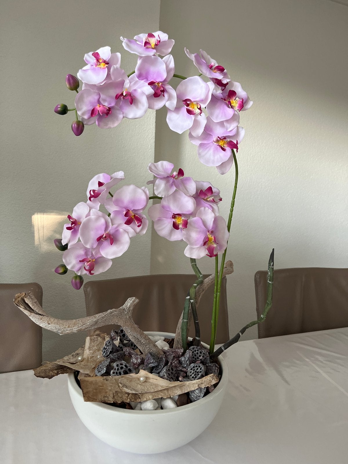Mooie kunst orchidee in schaal - permanent mooi, Ophalen, Binnen, Roze, Kunstbloem