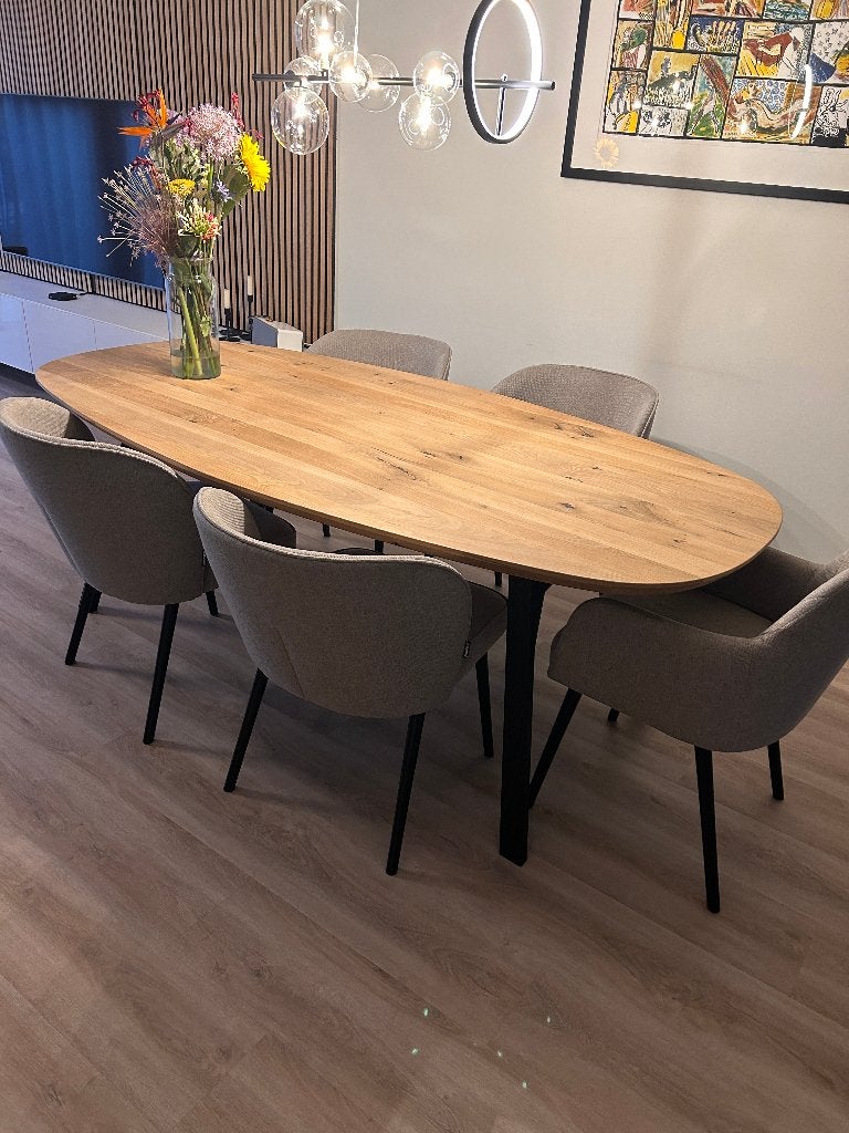 Eetkamerstoelen de Bommel Meubelen, Ophalen, Zo goed als nieuw, Stof, Grijs