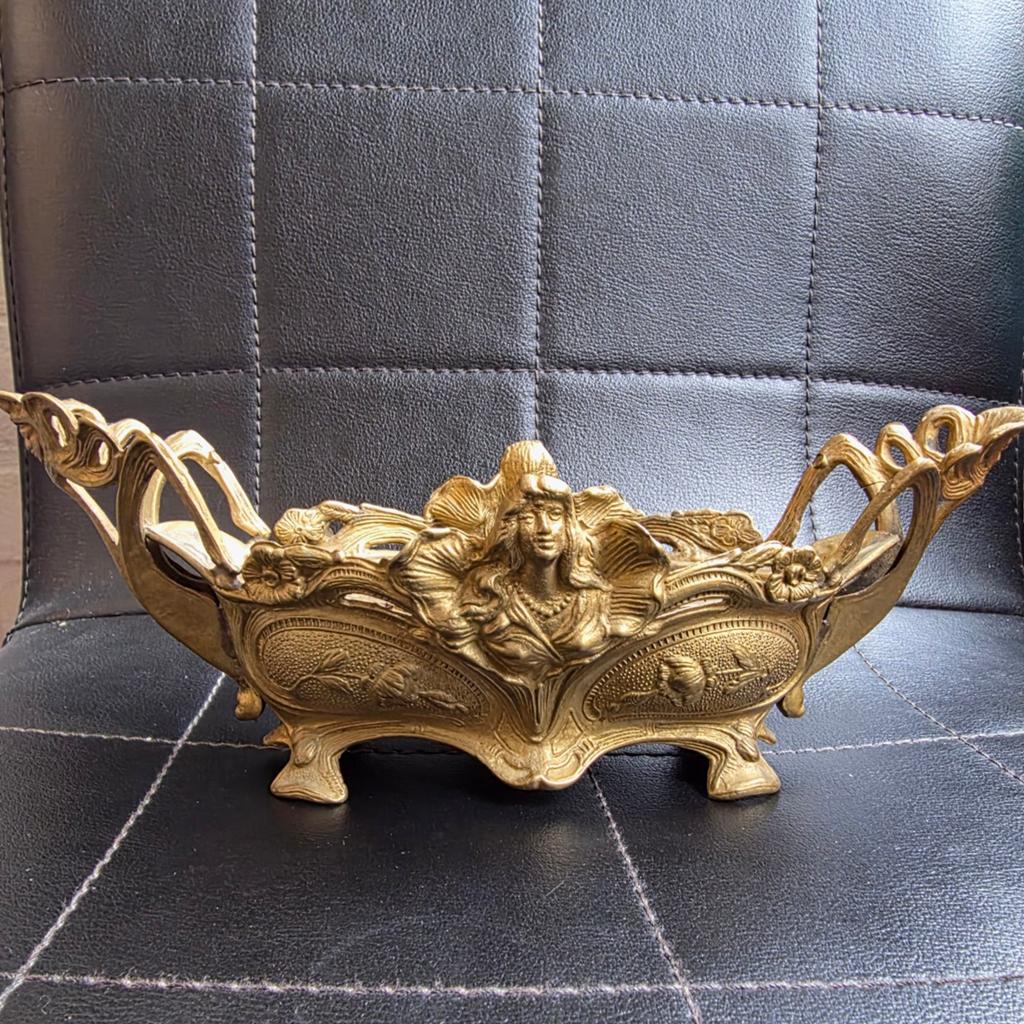 Art Nouveau Bronzen jardiniere met Vrouwenfiguur, Ophalen of Verzenden, Brons