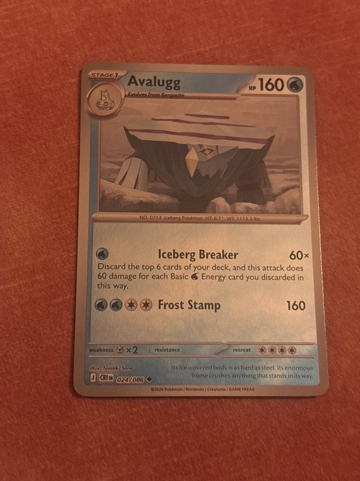 Avalugg 24/86 Chaos Rising Reverse Holo Pokemon Kaart, Ophalen of Verzenden, Zo goed als nieuw, Losse kaart, Foil