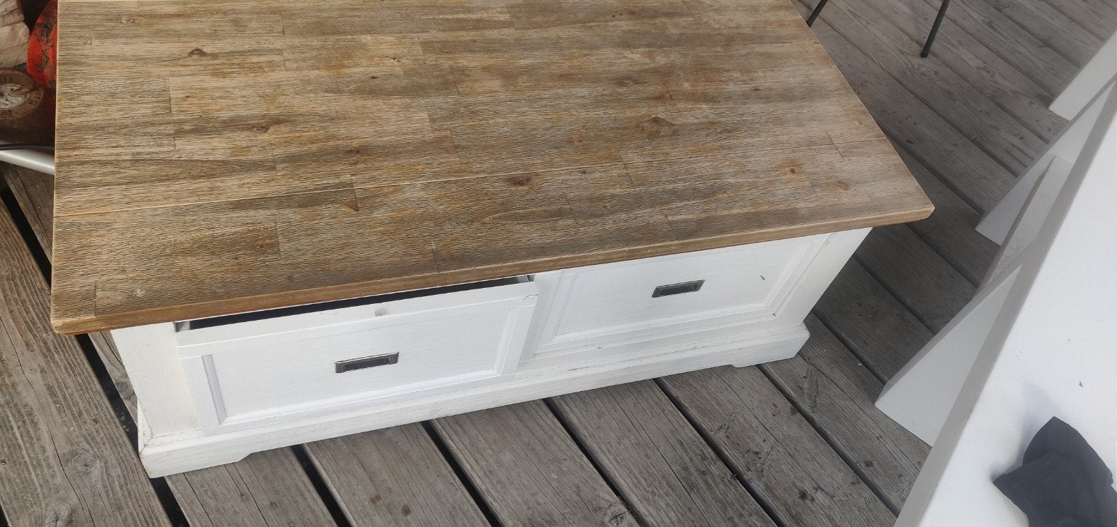 Salontafel met lades - Wit met  kunststof houten blad, Huis en Inrichting, Gebruikt, Ophalen of Verzenden, Landelijk, Overige houtsoorten