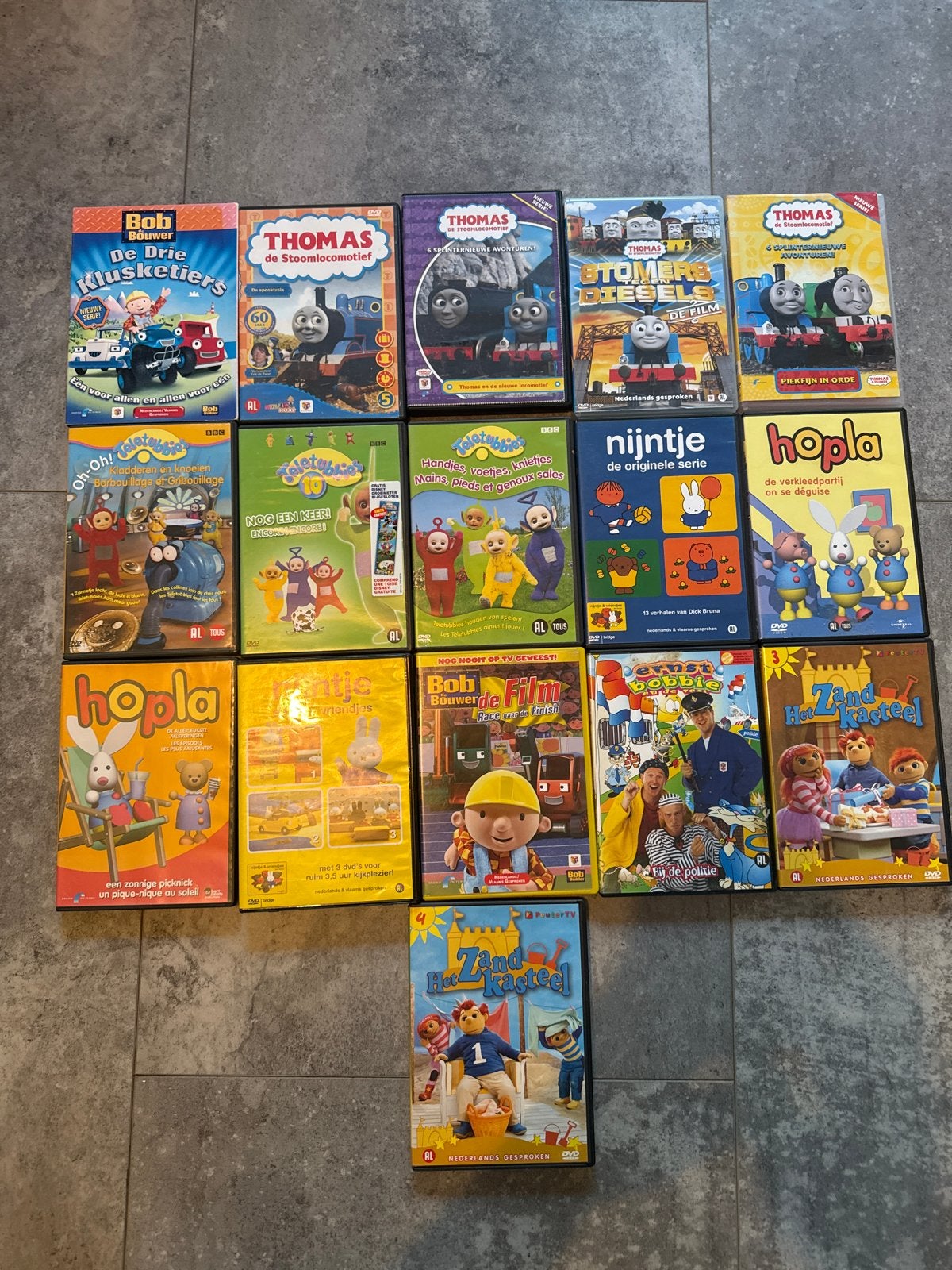Grote collectie kinder DVD's: Thomas, Teletubbies, Nijntje, Ophalen, Animatie, Alle leeftijden, Nederlands