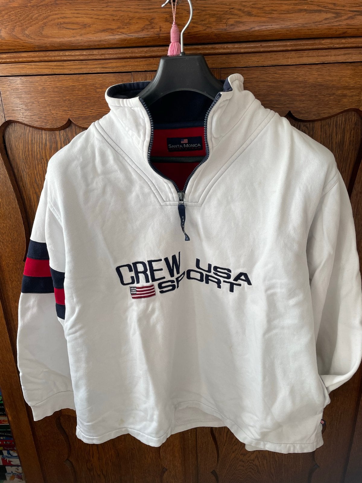 Santa Monica Crew USA Sport Trui - Wit met Strepen, Ophalen of Verzenden, Zo goed als nieuw, Maat 38/40 (M), Wit