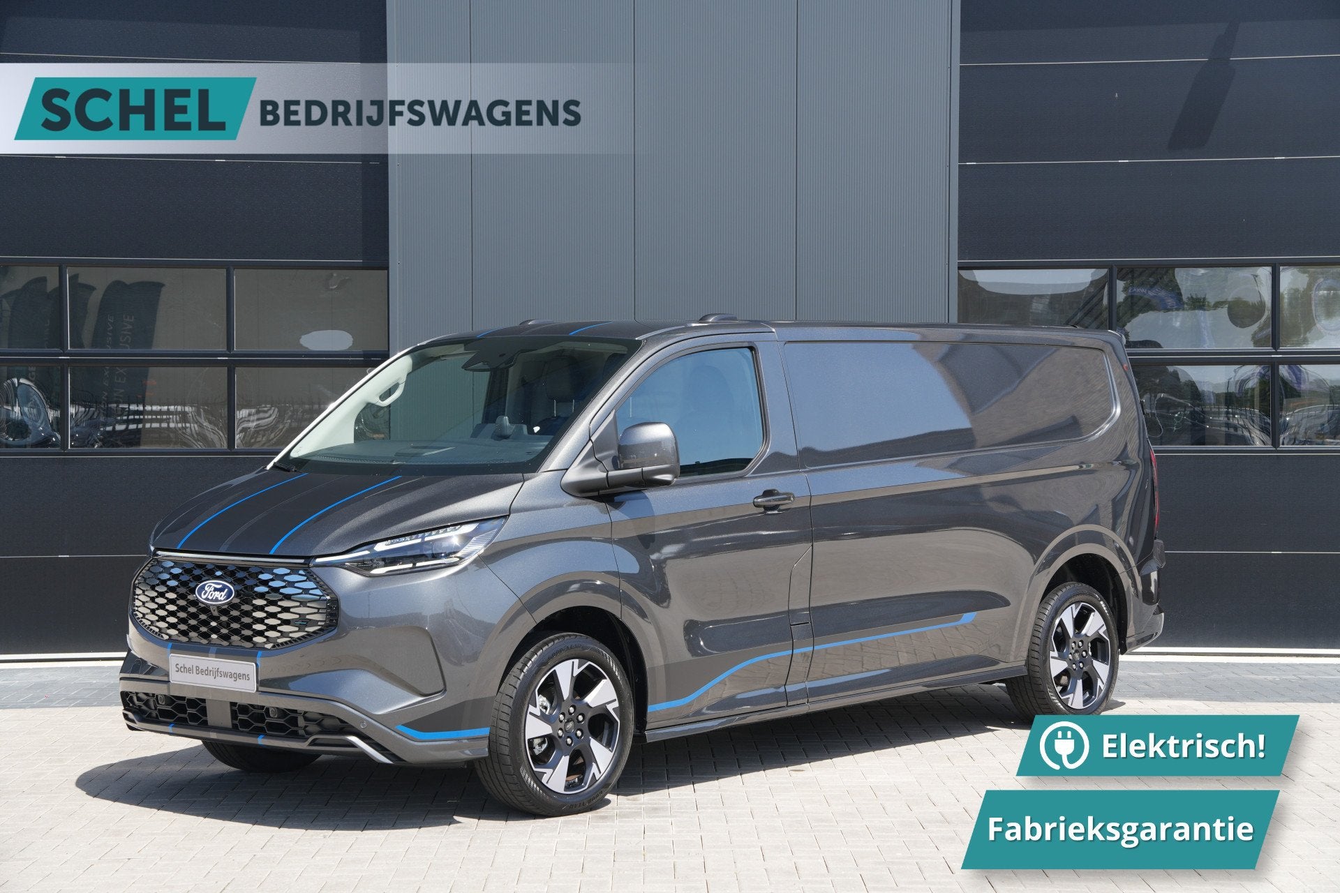 Ford E-Transit Custom 340 L2H1 Sport 71 kWh 218pk - ACC - DD, Automaat, Zwart, 71 kWh, 370 km