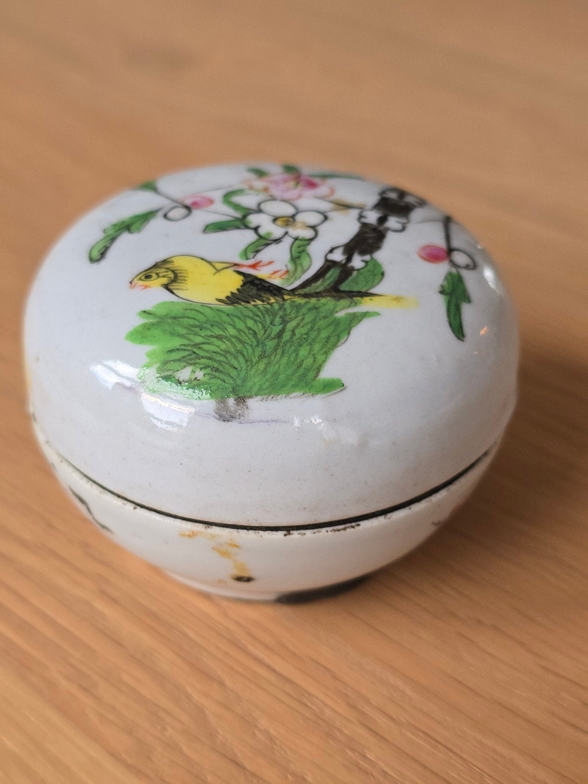 Antieke Chinese porseleinen zegeldoos Qing-dynastie 19e eeuw, Ophalen of Verzenden