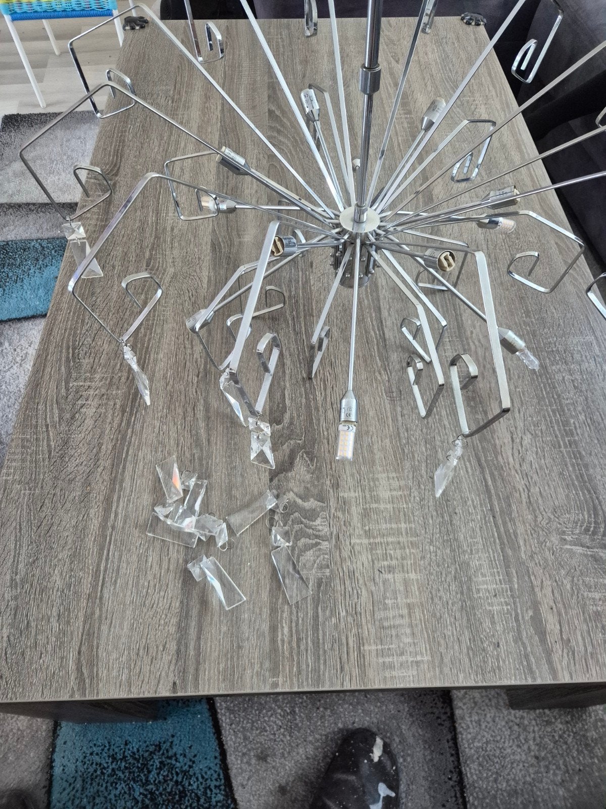 Moderne Kristallen Woonkamer Lamp - G9, inHoogte Verstelbaar, Gebruikt, 50 tot 75 cm, Glas, Modern, Kristal