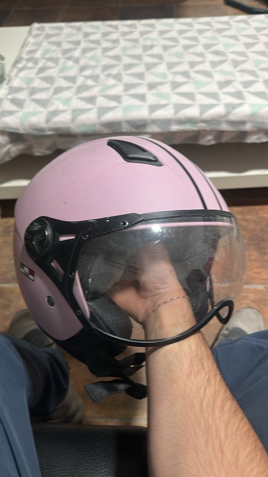 Vito roze helm - Scooter/Brommer helm, Fietsen en Brommers, Brommerhelmen, Ophalen of Verzenden, Gebruikt, Medium