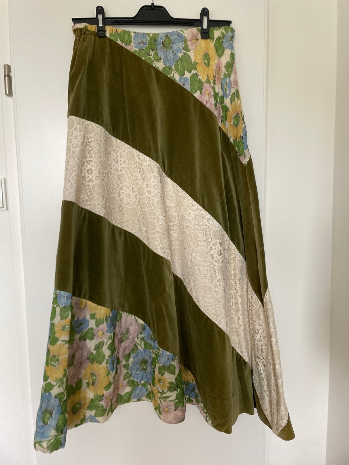 Vintage patchwork skirt, Maat 38/40 (M), Ophalen of Verzenden, Gedragen, Onder de knie
