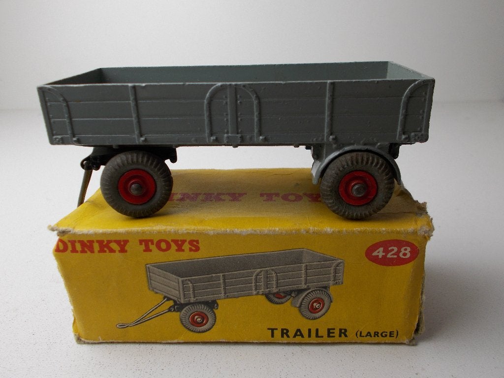 1955 Dinky Toys 428 LARGE TRAILER I.z.g.st. + DOOSJE!, Ophalen of Verzenden, Zo goed als nieuw, Bus of Vrachtwagen, Dinky Toys