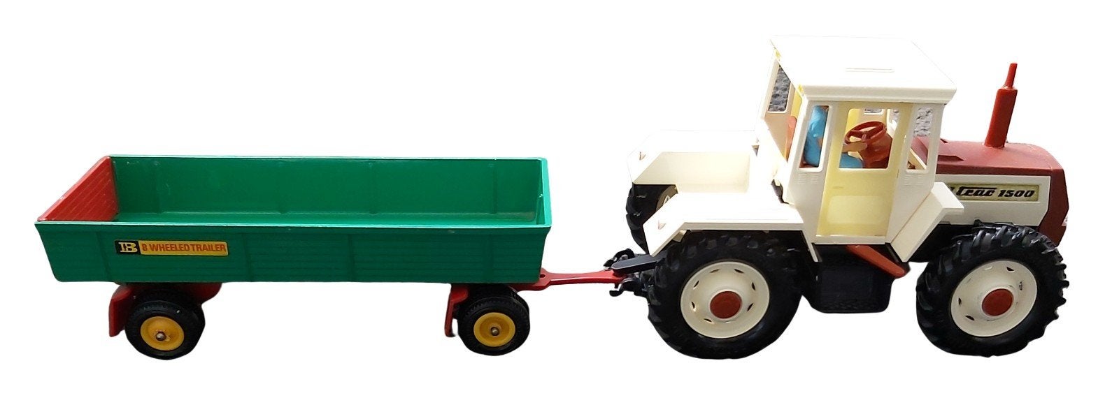 Britains 9597,9558 witte mb trac 1500 met 8 wielige Trailer, Hobby en Vrije tijd, Modelauto's | 1:32, Ophalen of Verzenden, Zo goed als nieuw