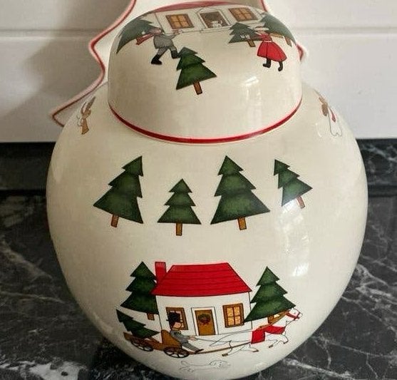 MASON’S CHRISTMAS VILLAGE 🏘️ grote GEMBER POT🔹🔹🔹, Huis en Inrichting, Keuken | Servies, Ophalen, Zo goed als nieuw, Aardewerk