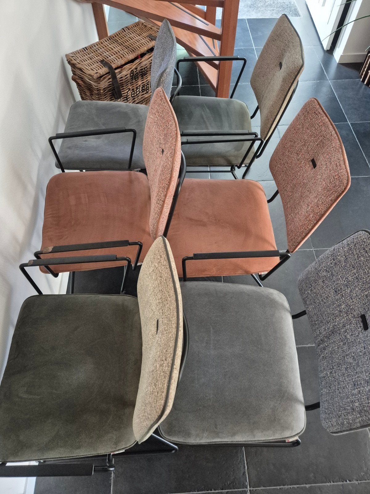 6 eetkamerstoelen Xooon, Huis en Inrichting, Stoelen, Ophalen, Gebruikt, Overige kleuren, Stof