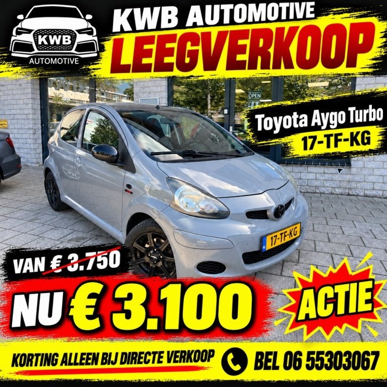 Toyota Aygo 1.0-12V Sport 5-deurs Nardo Grey Turbo Kit 152 P, Auto's, Gebruikt, 4 stoelen, 68 pk, Origineel Nederlands