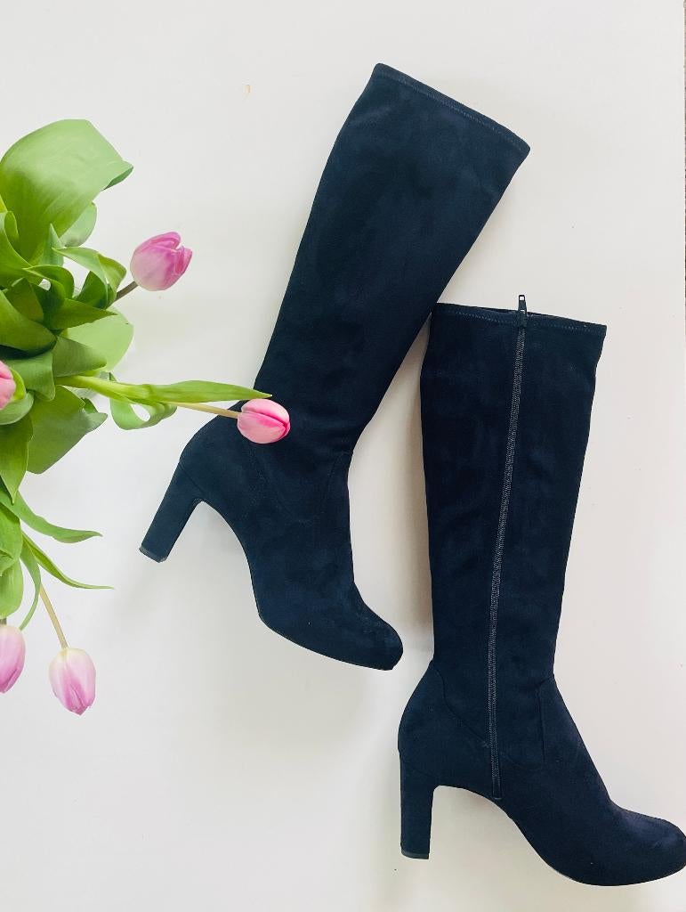 Gloednieuwe nachtblauwe suede laarzen - Unisa maat 41, Hoge laarzen, Blauw, Nieuw, Ophalen of Verzenden