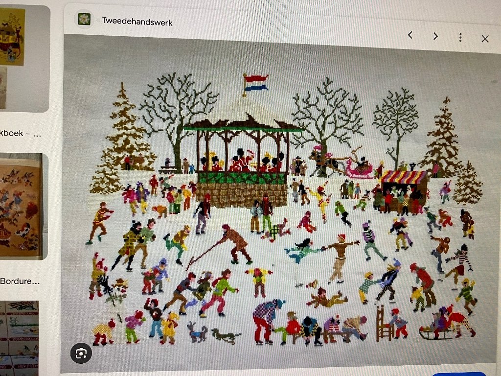 Mies Bloch, IJstafereel patroon 1975, Hobby en Vrije tijd, Borduren en Borduurmachines, Ophalen of Verzenden, Patroon