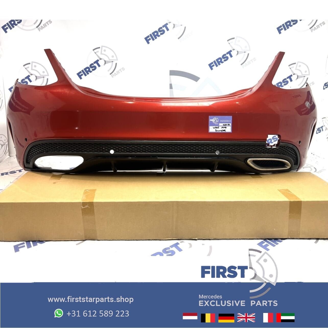 W205 C Klasse AMG ACHTERBUMPER COMPLEET ROOD ZWART GRIJS BLA, Gebruikt, -, Ophalen of Verzenden, Achter