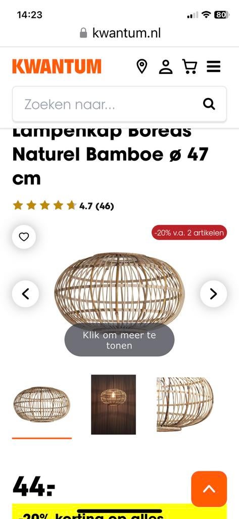 Hanglamp Bamboe, rotan Kwantum, Ophalen