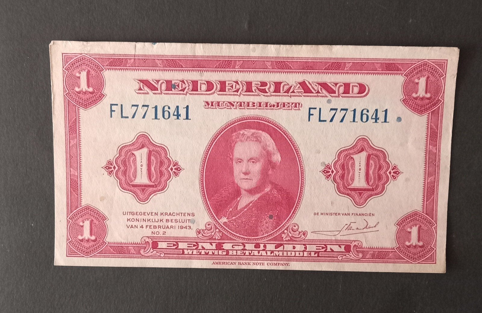 Nederlands 1 Gulden biljet uit 1943 - Zeldzaam, Postzegels en Munten, Bankbiljetten | Nederland, Ophalen of Verzenden, 1 gulden