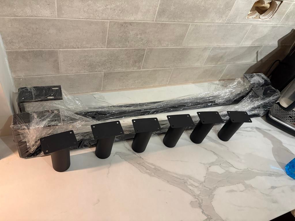 Zwarte metalen tafelpoot set - 6 stuks, Ophalen of Verzenden, Zo goed als nieuw