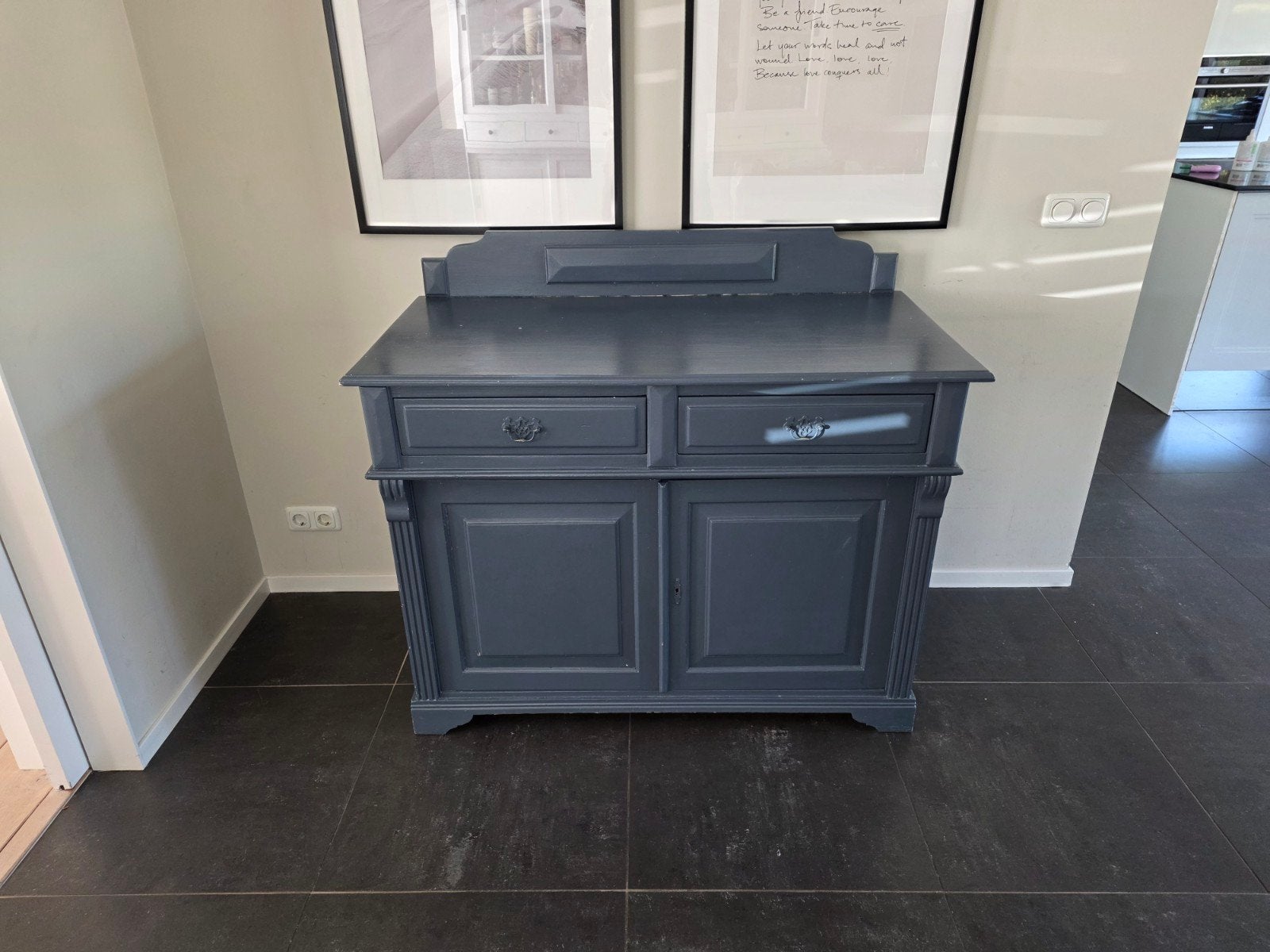 Antiek dressoir/kastje - Donkerblauw, Antiek en Kunst, Antiek | Meubels | Kasten, Ophalen