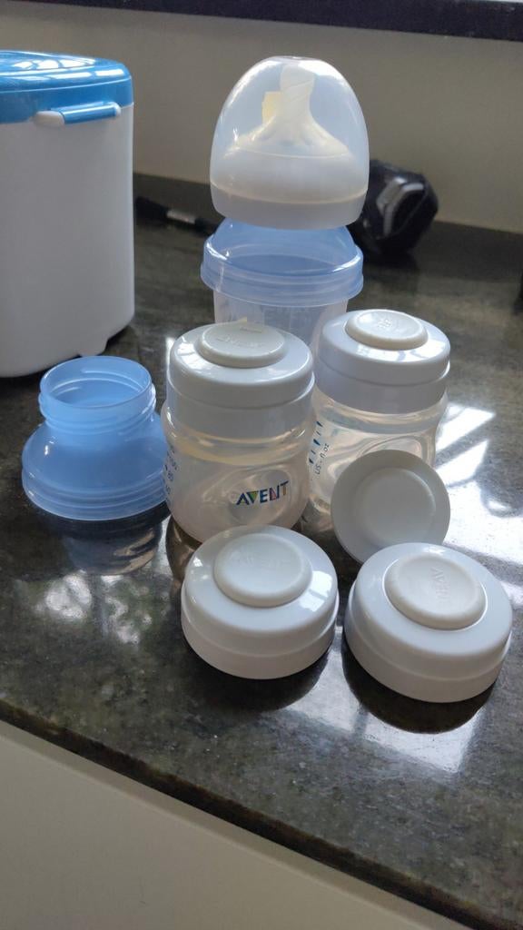 Philips Avent afsluitdeksels 7 flesjes 125 ml opzetstukken, Ophalen of Verzenden, Gebruikt, Overige typen