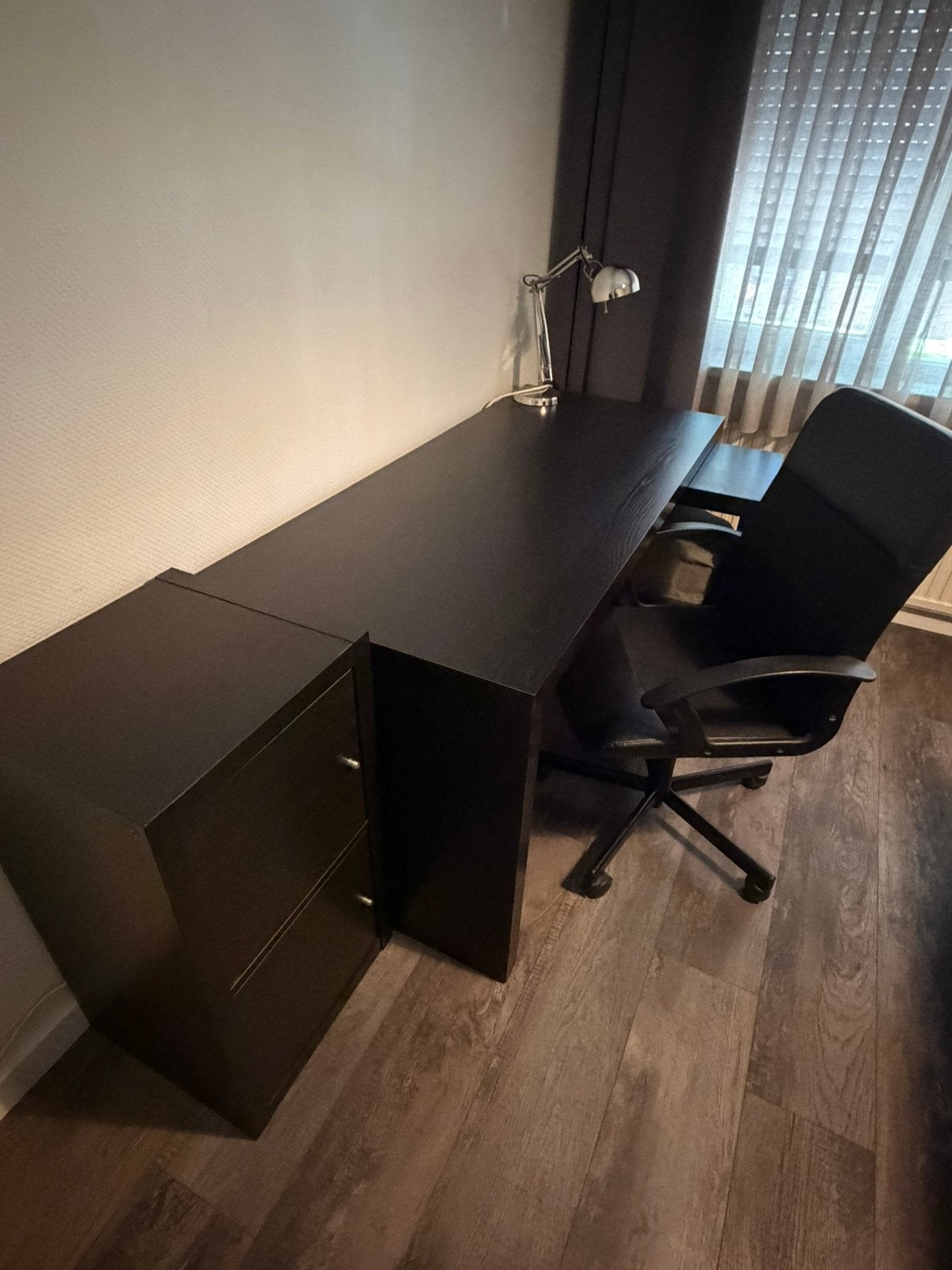 Complete bureau set, Ophalen, Zwart, Hout, Zo goed als nieuw