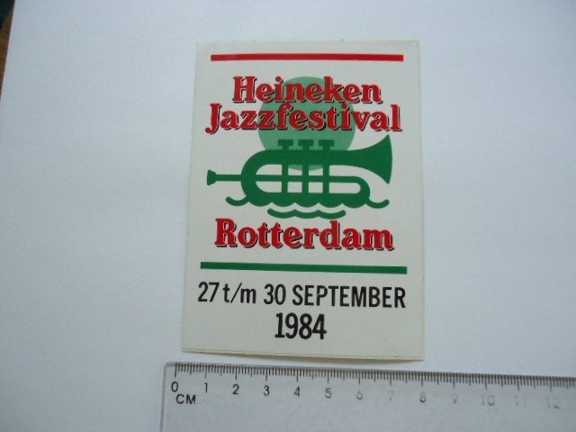 sticker oud Heineken Jazz festival 1984 Rotterdam muziek ret, Verzenden, Zo goed als nieuw, Bedrijf of Vereniging