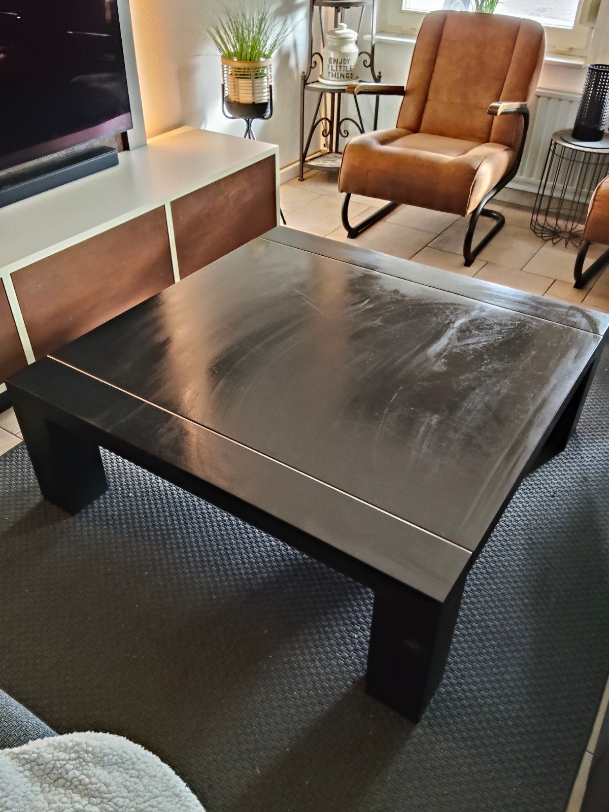 Moderne zwarte salontafel, Ophalen, Overige materialen, Gebruikt, 50 tot 100 cm