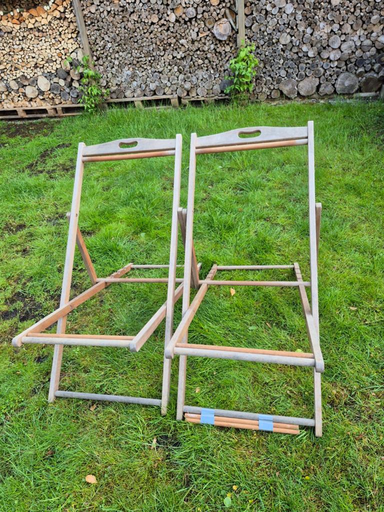 Houten stoelen zonder stof, met latjes voor zitting, Ophalen, Gebruikt, Twee, Overige kleuren